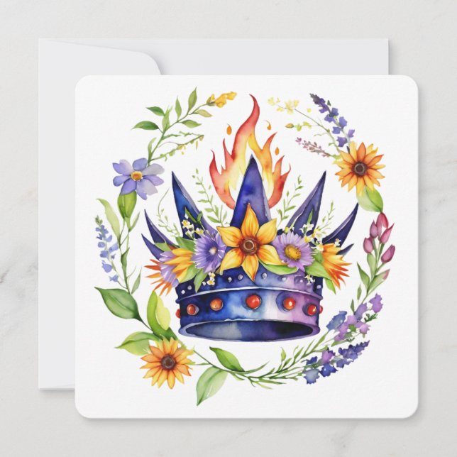 Beltane Eldkrona Sommar Blommig Sabbat Julkort (Framsida)