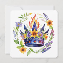 Beltane Fire Crown Summer Floral Sabbat Julkort