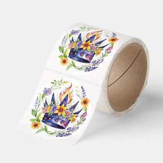 Beltane Fire Crown Summer Floral Sabbat Party Runt Klistermärke