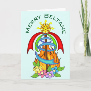 Beltane Mayday Maypole Wiccan Sabbat Helgdag Kort