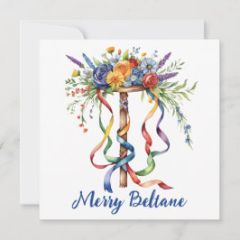 Beltane Maypole Blommig Sommaren Börjar Sabbat Julkort