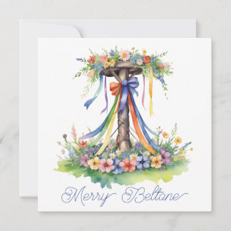 Beltane Maypole Blommig Sommaren Börjar Sabbat Julkort
