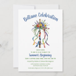 Beltane Maypole Sommar Blommig Sabbat Fest Inbjudningar