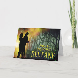 Beltane Night Couple i skogen Helgkort
