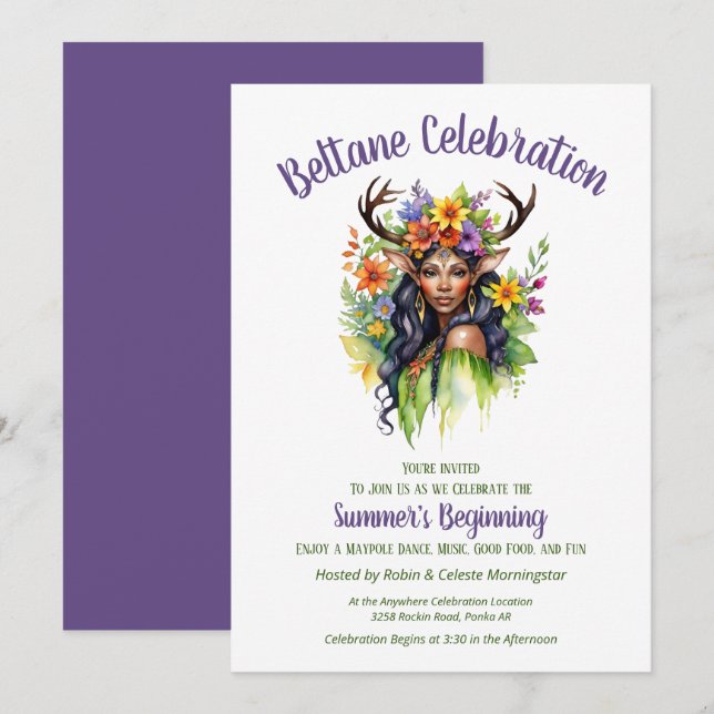 Beltane Sommar Fée Floral Sabbat Fest Inbjudningar (Fram/baksida)