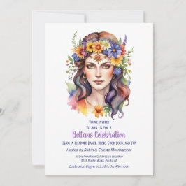 Beltane Sommar Gudinna Blommig Sabbat Fest Inbjudningar