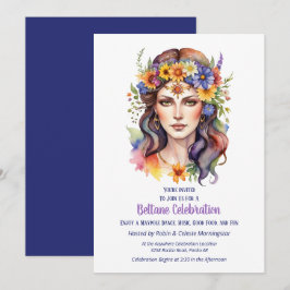 Beltane Sommar Gudinna Blommig Sabbat Fest Inbjudningar