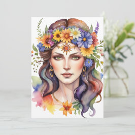 Beltane Sommar Gudinna Blommig Wicca Sabbat Julkort
