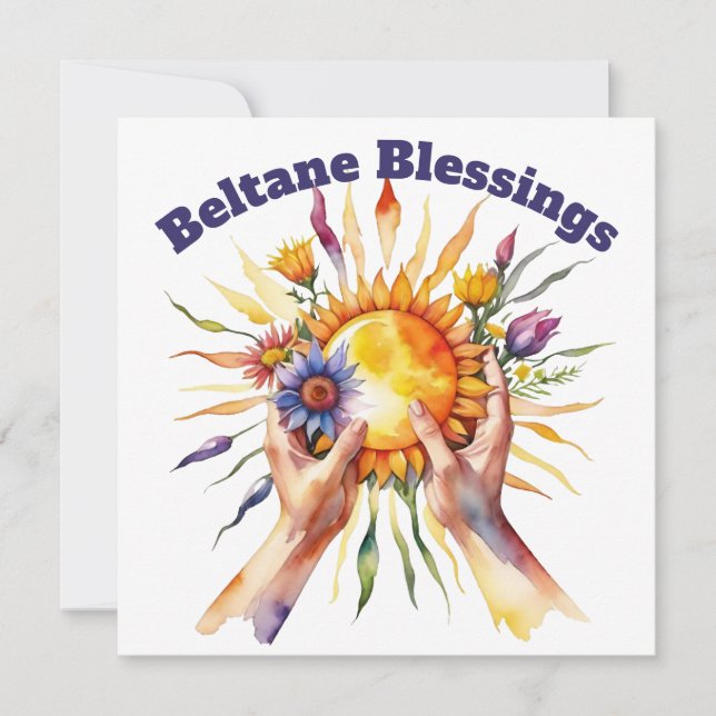 Beltane sommarblomma sol sabbat välsignelser julkort (Framsida)