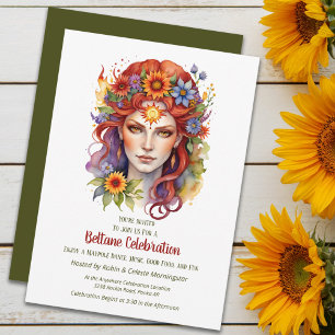 Beltane Sommargudinna Blommiga Sabbat Fest Inbjudningar