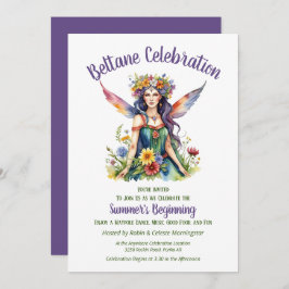 Beltane Summer Fairy Floral Sabbat Party Inbjudningar