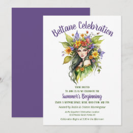 Beltane Summer Fairy Floral Sabbat Party Inbjudningar