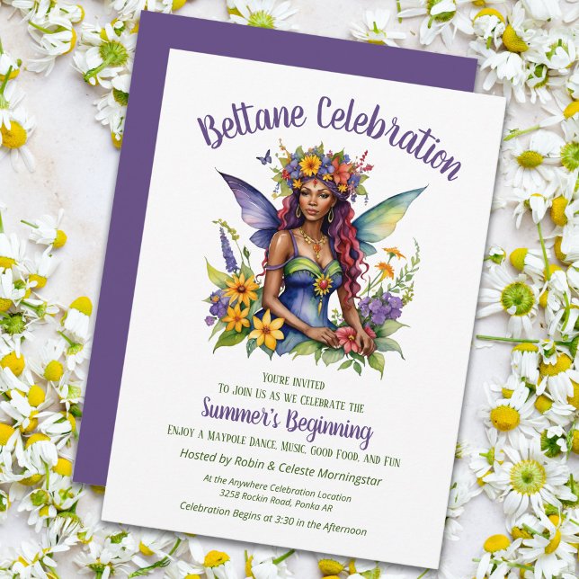 Beltane Summer Fairy Floral Sabbat Party Inbjudningar (Beltane Summer Fairy Floral Sabbat Party Invitation by Pagan Holidays)