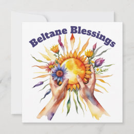 Beltane Summer Floral Sun Sabbat Blessings Julkort