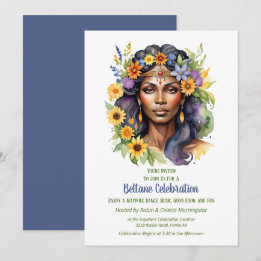 Beltane Summer Goddess Floral Sabbat Party Inbjudningar
