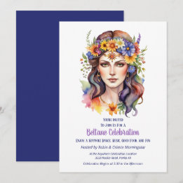 Beltane Summer Goddess Floral Sabbat Party Inbjudningar