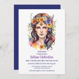 Beltane Summer Goddess Floral Sabbat Party Inbjudningar