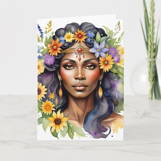 Beltane Summer Goddess Floral Wicca Sabbat  Helgkort (Framsida)