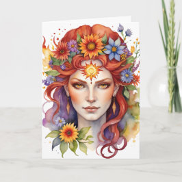 Beltane Summer Goddess Floral Wicca Sabbat  Helgkort