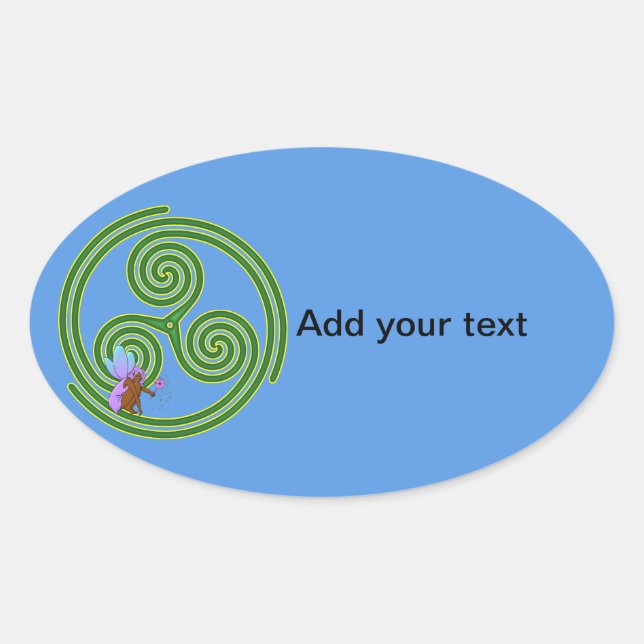 Beltane Triskele med Fairy Ovalt Klistermärke (Framsida)