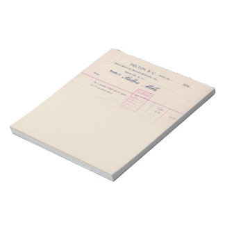 Belton Mills Belton, SC Receipt Notepad Anteckningsblock