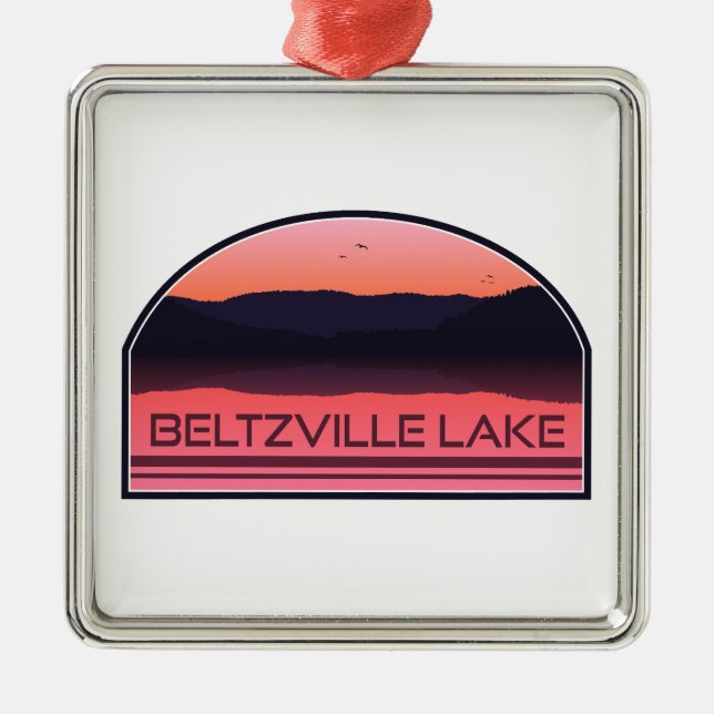 Beltzville Sjö Pennsylvania Red Sunrise Julgransprydnad Metall (Framsidan)