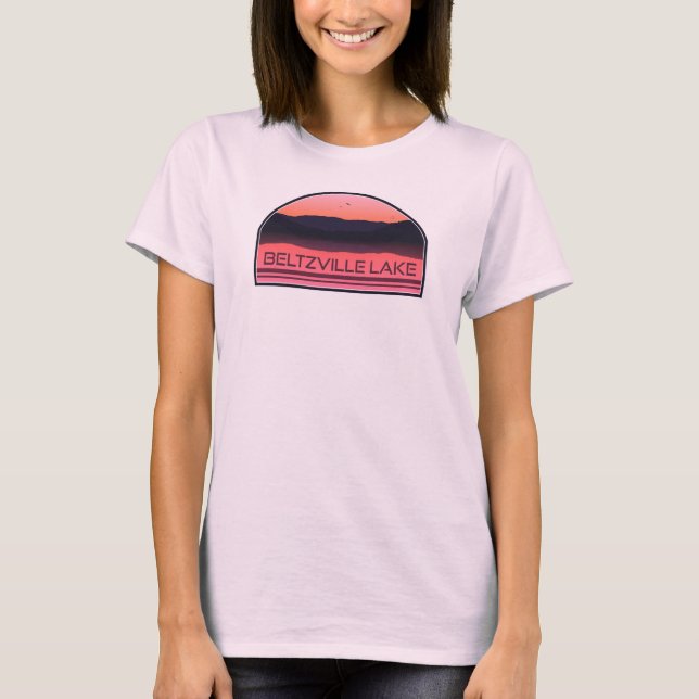 Beltzville Sjö Pennsylvania Red Sunrise T Shirt (Framsida)