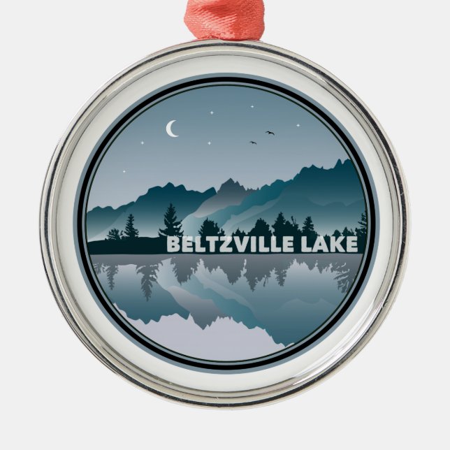 Beltzville Sjö Pennsylvania Reflection Julgransprydnad Metall (Framsidan)