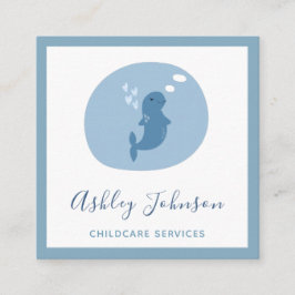Beluga Baby Whale Pastel Blue Childcare Babyvakt Fyrkantigt Visitkort