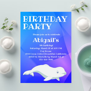 Beluga Whale Blue och Rosa Arktiska havsdagen Inbjudningar