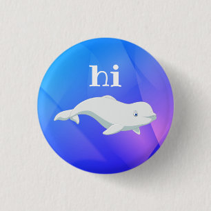 Beluga Whale Blue, Rosa, Lila Arktiska havet Knapp