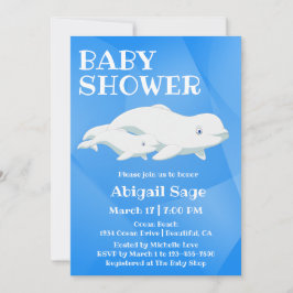 Beluga Whale Blue, White Arktis Ocean Baby Shower Inbjudningar