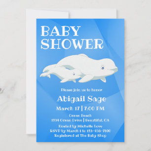 Beluga Whale Blue, White Arktis Ocean Baby Shower Inbjudningar