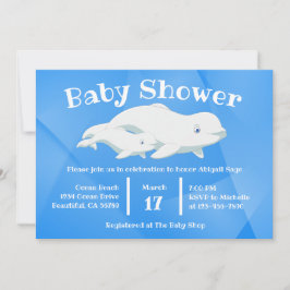 Beluga Whale Blue, White Arktis Ocean Baby Shower Inbjudningar