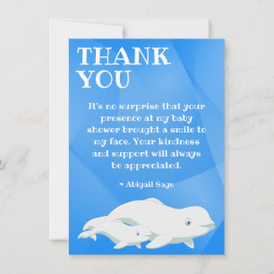 Beluga Whale Blue, White Arktis Ocean Baby Shower Tack Kort