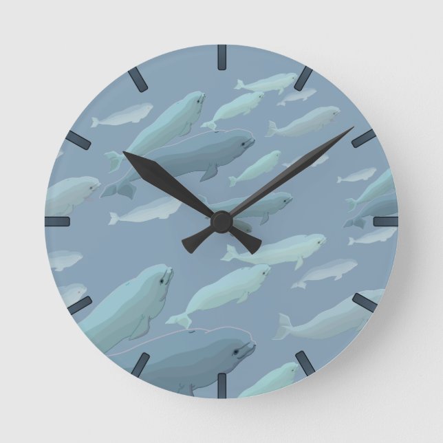 Beluga Whale Clock Beluga Whale Art Wall Clock Rund Klocka (Framsida)