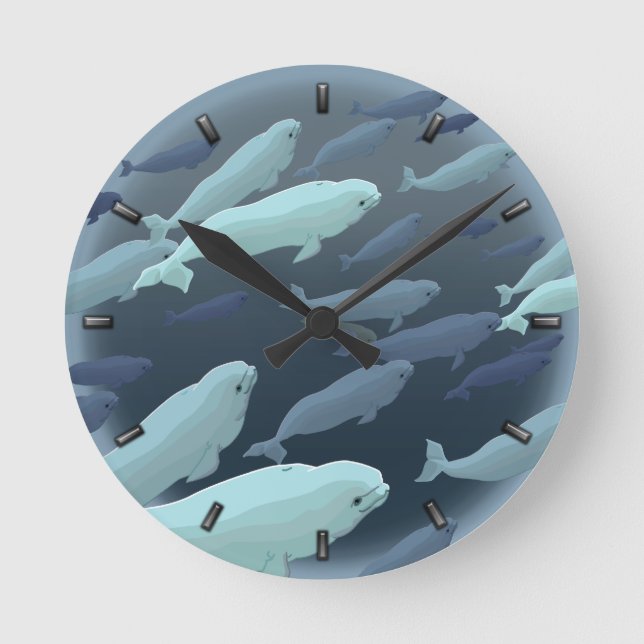 Beluga Whale Clock Beluga Whale Art Wall Clock Rund Klocka (Framsida)