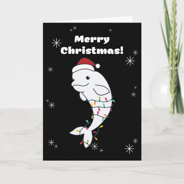 Beluga Whale God jul Winter Animals Whales Helgkort (Framsida)