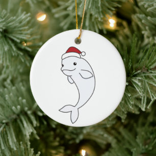 Beluga Whale God jul Winter Animals Whales Julgransprydnad Keramik