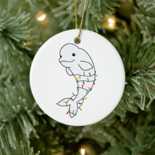 Beluga Whale God jul Winter Animals Whales Julgransprydnad Keramik