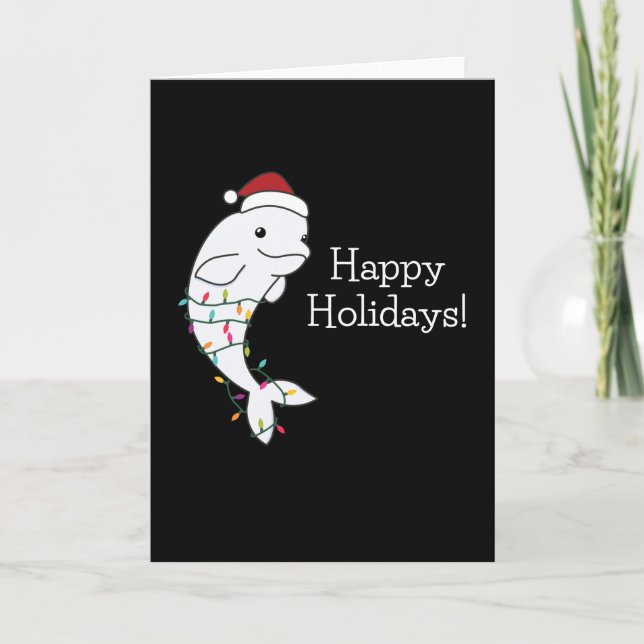 Beluga Whale God jul Winter Animals Whales Kort (Framsida)