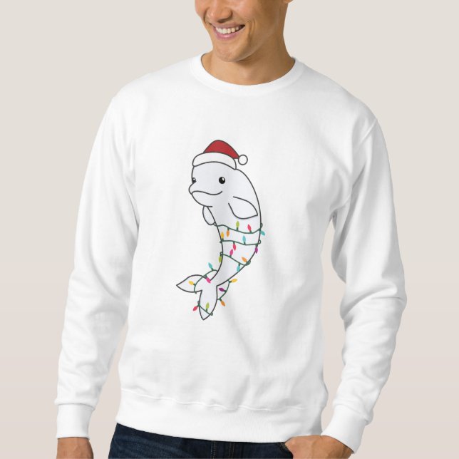 Beluga Whale God jul Winter Animals Whales Lång Ärmad Tröja (Framsida)