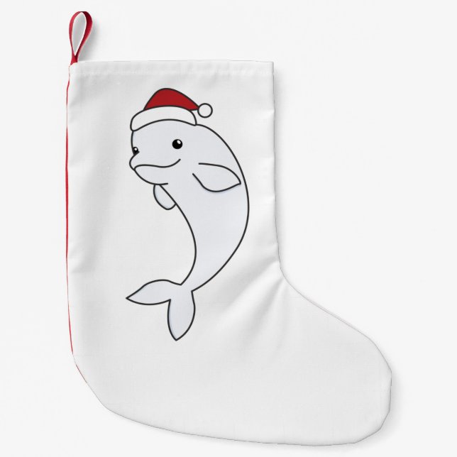 Beluga Whale God jul Winter Animals Whales Liten Julstrumpa (Framsidan)