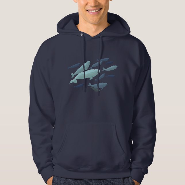 Beluga Whale Hoodie Unisex Cute Whale Art Shirts (Framsida)