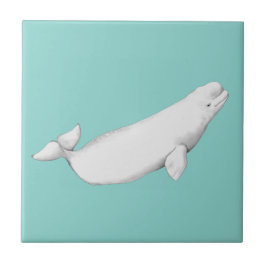 Beluga Whale Illustration Whale Älskare Gift Blue Kakelplatta