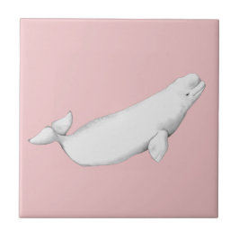 Beluga Whale Illustration Whale Älskare Gift Rosa Kakelplatta