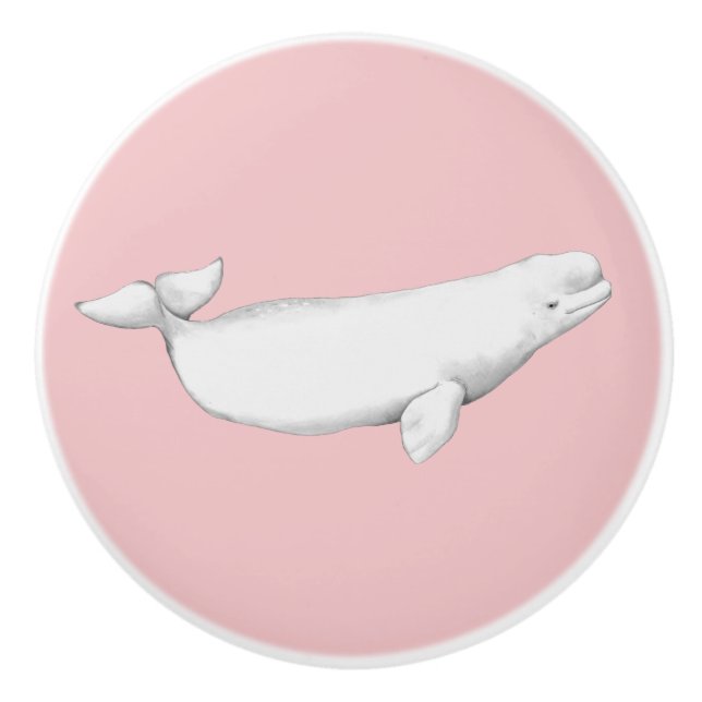 Beluga Whale Illustration Whale Älskare Gift Rosa Knopp (Framsidan)