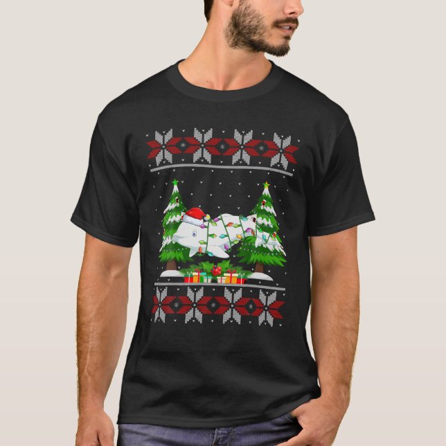Beluga Whale Julgran Ljus Ugly Sweater SA T Shirt (Framsida)