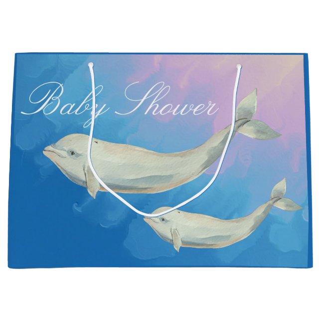 Beluga Whale Mamma och Calf Baby Shower (Framsidan)