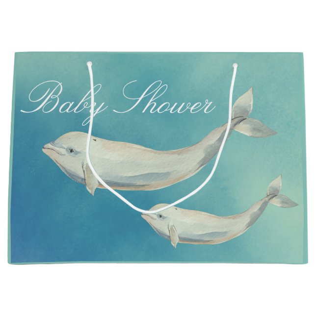 Beluga Whale Mamma och Calf Baby Shower (Framsidan)